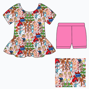 Set <span class=keywords><strong>Estivo</strong></span> Casual Personalizzato con Peplum e Leggings, Completo a Maniche Corte con Peplum per Bambine, <span class=keywords><strong>Abbigliamento</strong></span> di Alta Qualità in Bambù per Bambine - Product Image 4