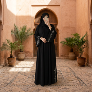 Kurta Larga Negra de Poliéster para Mujer, Estilo Indio/Pakistaní, Elegante, Holgada, Modesta, Informal, para Todas las Temporadas - Product Image 2