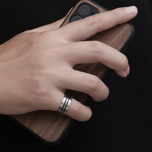 Men's <b>Titanium</b> Steel <b>Ring</b> Geometric Design Rotating Band Punk Style Jewelry SA1139 - Product Image 5