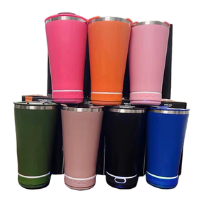 Chope à bière brésilienne de 20oz haut-parleur Bluetooth avec ouvre-bouteille en acier inoxydable 304 tasse thermos musique bouteille de café à dents bleues - Product Image 1
