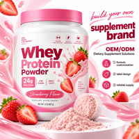 Poudre de Protéine de Lactosérum en Gros 24g Protéines Saveur Fraise Complément Alimentaire pour Soutien au Style de Vie Actif OEM ODM