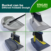 YINGJIA Vente directe Ensemble balai et pelle pliables à long manche, pelle à déchets en plastique coupe-vent pour le nettoyage des sols domestiques