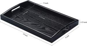 Bandeja de servicio de madera pulida ecológica duradera decorativa elegante rústica de alta calidad hecha a mano con asa para uso en el desayuno - Product Image 4