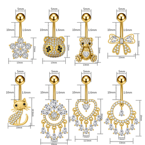Vendita calda <span class=keywords><strong>in</strong></span> fabbrica 316L acciaio inox 14G orso Panda gatto <span class=keywords><strong>ombelico</strong></span> <span class=keywords><strong>Piercing</strong></span> <span class=keywords><strong>per</strong></span> le donne <span class=keywords><strong>argento</strong></span> placcato CZ grazioso <span class=keywords><strong>ombelico</strong></span> - Product Image 5