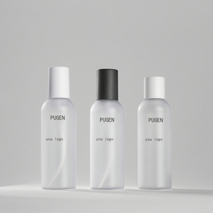 Flacon de pulvérisation de brouillard rond en plastique givré de 200ml Noir et blanc <span class=keywords><strong>Corps</strong></span> vide en stock continu pour sérum et lotion de soin de la peau - Product Image 1