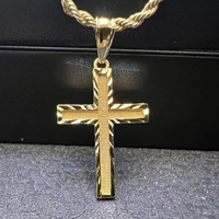 Collar de Cadena con Cruz Chapada en Oro de 18K Personalizado, Collar con Colgante de Cruz de Acero Inoxidable que No se Desvanece, Joyería para Mujer