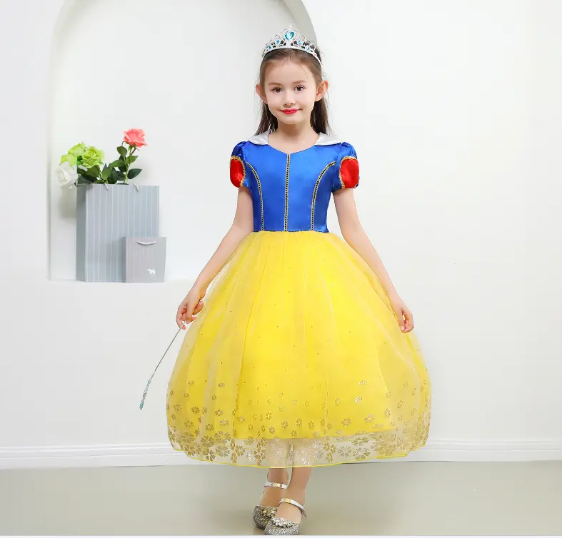 Girls Fancy Princess Costume Belle Pullover Dress Up Halloween Party for Kids Long Birthday Evening Gown E57