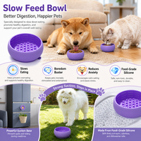 NicePets Bol d'alimentation lent à ventouse pour chiens et chats |   Bol à lécher anti-renversement en silicone enrichi |   Conception de labyrinthe en nid d'abeille