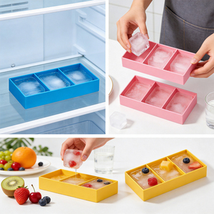 Bac à glaçons en silicone, 3 grands cubes carrés, 118x80x40mm, <span class=keywords><strong>grand</strong></span> moule à glace pour whisky et cocktails, facile à démouler, sans BPA - Product Image 3