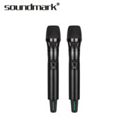 Microphone sans fil portatif à double canal Soundmark G-40S de haute qualité, véritable diversité, piles AA, construction métallique, 470-558 MHz