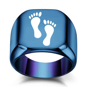 Bague empreinte de pied mère et enfant, 18mm, acier inoxydable 304, finition lisse, bijoux cadeau unisexe - Product Image 5