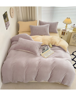 Mới Đơn Giản Sữa Nhung Ấm Bộ Đồ Giường Đặt Mùa Đông Mềm Mại Thoải Mái Nữ Hoàng Duvet Cover <span class=keywords><strong>Set</strong></span> <span class=keywords><strong>Comforter</strong></span> <span class=keywords><strong>Set</strong></span> - Product Image 1