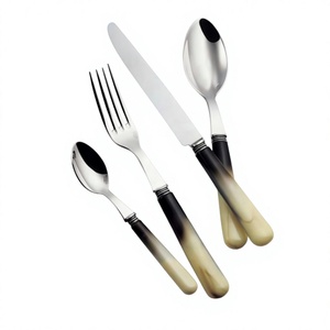 Ensemble de couverts en acier inoxydable avec manches en céramique, couteau, fourchette, cuillère, vaisselle de table pour restaurant, hôtel, mariage, service de traiteur - Product Image 1