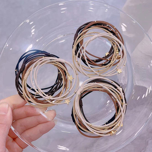 Estrella corazón flor cuentas doradas decoradas tres círculos bandas de goma elásticas para el cabello anudadas lazos para el cabello niña mujer Cola de Caballo titulares - Product Image 1