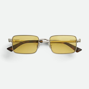 Bottega BV <b>Mens</b> <b>Rectangular</b> Metal Sunglasses with UV Protection Lenses and Tortoise Temple Tips for Everyday and Urban veneta - Product Image 1