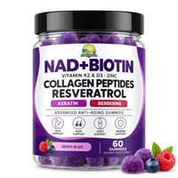Gummies Nutritives NAD Plus Biotine Berbérine Collagène Nicotinamide Riboside pour l'Éclat de la Peau Féminine et l'Entretien Quotidien du Corps
