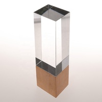 Trophée en cristal gravé personnalisé MH-JB220, Plaque de cristal en verre vierge avec Base en bois