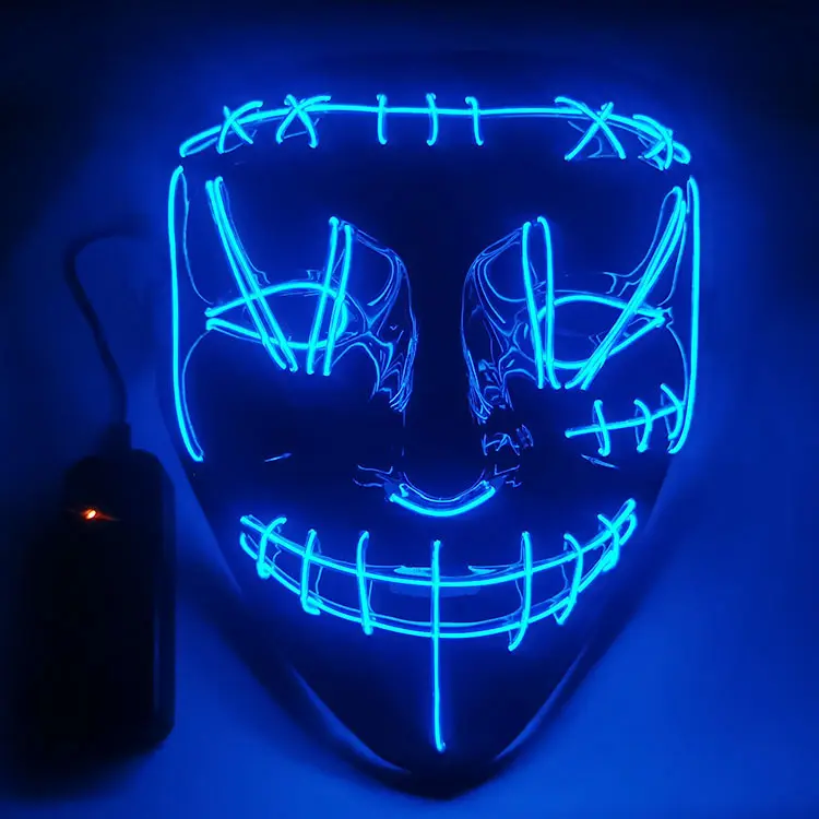 Halloween Glowing Mask Costume Cosplay Glowing Masker Flash Blood Horror Thriller LED Mask Party Mask Atmosphere Props