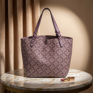 Retro Diamond Pattern Women <b>Tote</b> <b>Bag</b> Braided PU Handle <b>Large</b> Capacity Shoulder Handbag For Office <b>Work</b> - Product Image 4