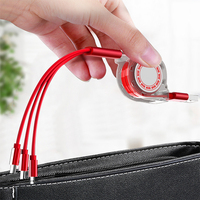 Individuelles Logo 3-in-1 Einziehbares Multi-USB-Ladekabel Reines Kupfer Mehrfach-Ladekabel 3 in 1 Einziehbares Ladekabel