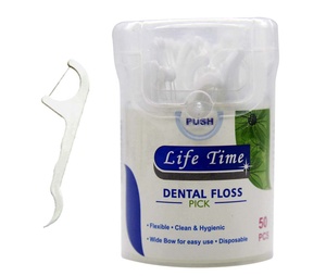 50 pièces de cure-dents en nylon avec boîte en étain, conteneur en plastique jetable vide pour l'emballage des cure-dents, en plastique, en bambou, en nylon - Product Image 1