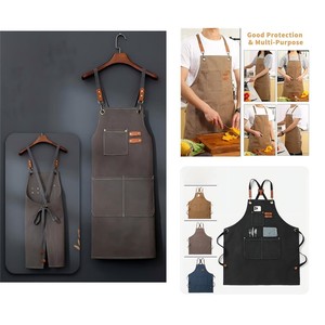 Custom Logo Waterproof <b>Kitchen</b> <b>Apron</b> Reusable Cotton Linen Oil Proof Cooking Baking BBQ Waist <b>Apron</b> Wholesale - Product Image 6