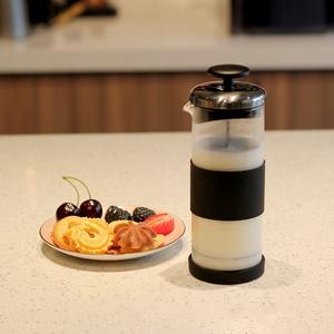 Mousseur à lait manuel en verre avec piston en acier inoxydable – Pompe à main en verre borosilicate de 350 ml pour café, latte - Product Image 6