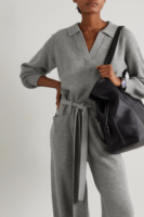 Ensemble coordonné 100% cachemire, haut en tricot à col en V, pantalon en tricot avec ceinture à nouer, coupe décontractée pour femmes, ensemble en tricot deux pièces