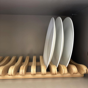 Escurridor de Platos Plegable Moderno de Bambú con 10 Ranuras, Soporte para Tapas de Ollas, Organizador de Almacenamiento para Cocina - Product Image 5