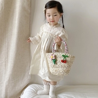 Sac pour enfants 2025 été nouvelle petite fée foulard en soie sac à main Style occidental fille dentelle sac de paille