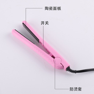 Mini Hair Straightener Pink Ceramic Plate Dual Wet Dry Use Portable Electric Straightener - Product Image 3