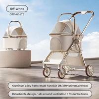 Poussette pliable légère pour animaux de compagnie avec porte-bébé amovible, chariot de promenade portable pour petits chiens, chats et chiots
