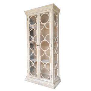 Antique Wash <b>White</b> 2 Door Bookcases <b>Display</b> Reclaimed Wood Caspian Single Storage Tall <b>Cabinet</b> - Product Image 1