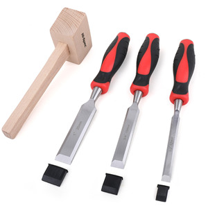 Hi-Spec Carving Chisel Set 1 3/4 1/2 Inch Woodworking Tools With Wooden Mallet - Product Image 1