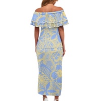 Robe Hawaïenne Traditionnelle Décontractée Style Samoan Puletasi pour Femme, Ensemble Deux Pièces Sexy Grande Taille pour l'Été