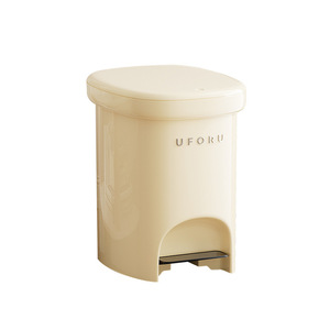 Uforu Foot Operated Trash Can <b>With</b> <b>Lid</b> Indoor Cylindrical Waste <b>Bin</b> For Bathroom Kitchen Use - Product Image 2