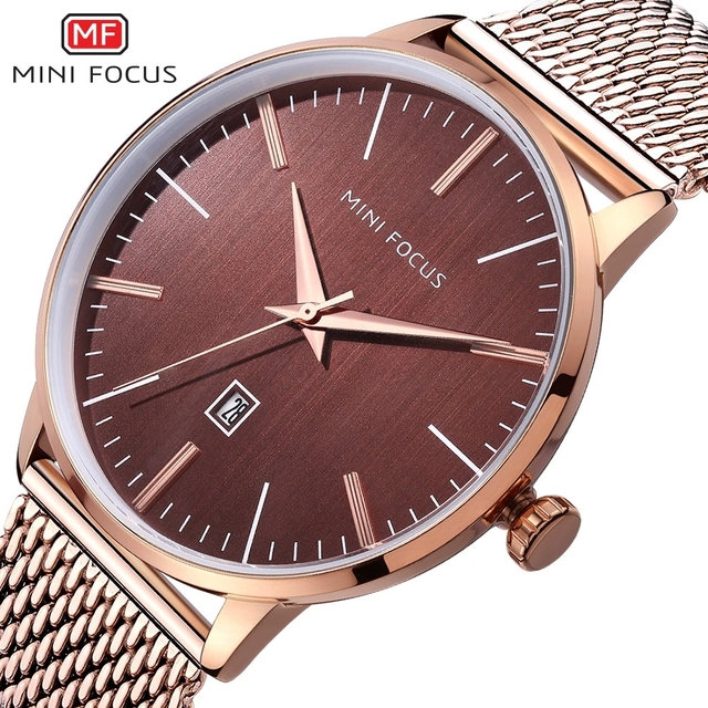 MINI FOCUS MF0115G MF 0115 Stainless Steel Strap Wristwatch Luxury Male Clock Mens Style Quartz Watch for Men Montre Relojes