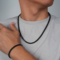Accessoires streetwear de luxe, Chaîne tennis noire, Bijoux hip-hop pour hommes, Cadeaux pour femmes, Collier tennis en zircon cubique 5A taille ronde