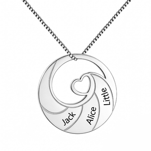 Collana con Ciondolo a Cuore in Acciaio Inossidabile, Disco Traforato con Motivo a Onda Oceanica e Citazione, Gioiello Regalo <span class=keywords><strong>per</strong></span> Donne, Impermeabile - Product Image 2