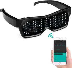 Programmable scrolling text led glasses,USB rechargeable app controlled blue tooth connect led glasses