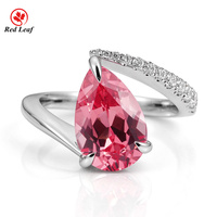 Redleaf 925 Sterling Silber Verlobungsring Birnenform Rosa Laborgezüchteter Saphir Elegant Maßgefertigt für Damen Hochzeit OEM