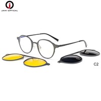 Lunettes de Soleil Jaunes Tendance Vision Nocturne Monture Métal UV400 Polarisées à Clipser