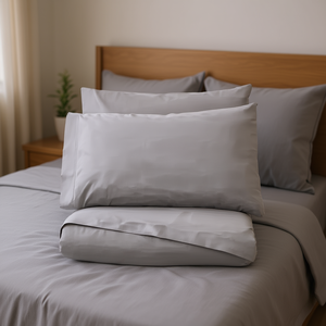 Parure de draps double Vianney Grey 400TC 100% coton, sans plis, literie pour la maison, 4 pièces - Product Image 2