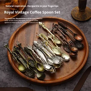 ชุดช้อนส้อมสำหรับพระราชวังของขวัญย้อนยุคชุดช้อนส้อมสำหรับรับประทานอาหารแบบย้อนยุค6ชิ้น<span class=keywords><strong>ช้อน</strong></span>ขนมแยมไอศกรีมกาแฟ - Product Image 2