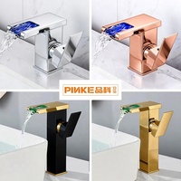 Robinet de salle de bain contemporain, mitigeur de lavabo monotrou en céramique et acier inoxydable, cascade, à poser sur le comptoir