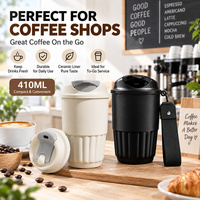 Kingze Tasse thermique isolée sous vide de 410ml avec logo personnalisé Tasse à café avec couvercle en céramique 316 en acier inoxydable pour voiture de voyage