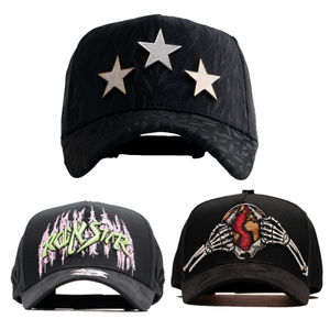 Cappellino da Baseball Sportivo a 5 Pannelli di Alta Qualità, Nero con Fodera in Raso, Visiera Curva in Camoscio Ricamata, Gorras Rich Forever Barbas - Product Image 1