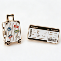Badge en métal pour valise de voyage, passeport, émail dur, couleur personnalisée, alliage de zinc, forme irrégulière, thème voyage moderne et traditionnel, UV