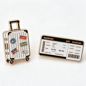 Pin Metálico para Maleta y Pasaporte, Chapado en Oro, Esmalte Duro, Aleación de Zinc, Forma Rectangular, Tema de Viaje - Product Image 5