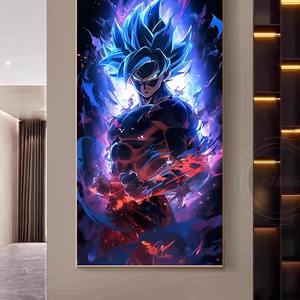 Dragon Ball - Toile à huile suspendue - Métal - <span class=keywords><strong>Cristal</strong></span> - Porcelaine - <span class=keywords><strong>Goku</strong></span> Super Saiyan - Murale d'entrée - Ultra bleu - Blanc - Dieu - Anime - Salle d'e-sport - Product Image 3